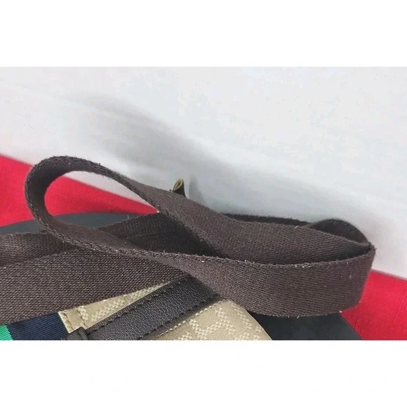 Tommy Hilfiger Tan Blue Square Stripe Crossbody Bag Purse Vintage - Picture 12 of 13